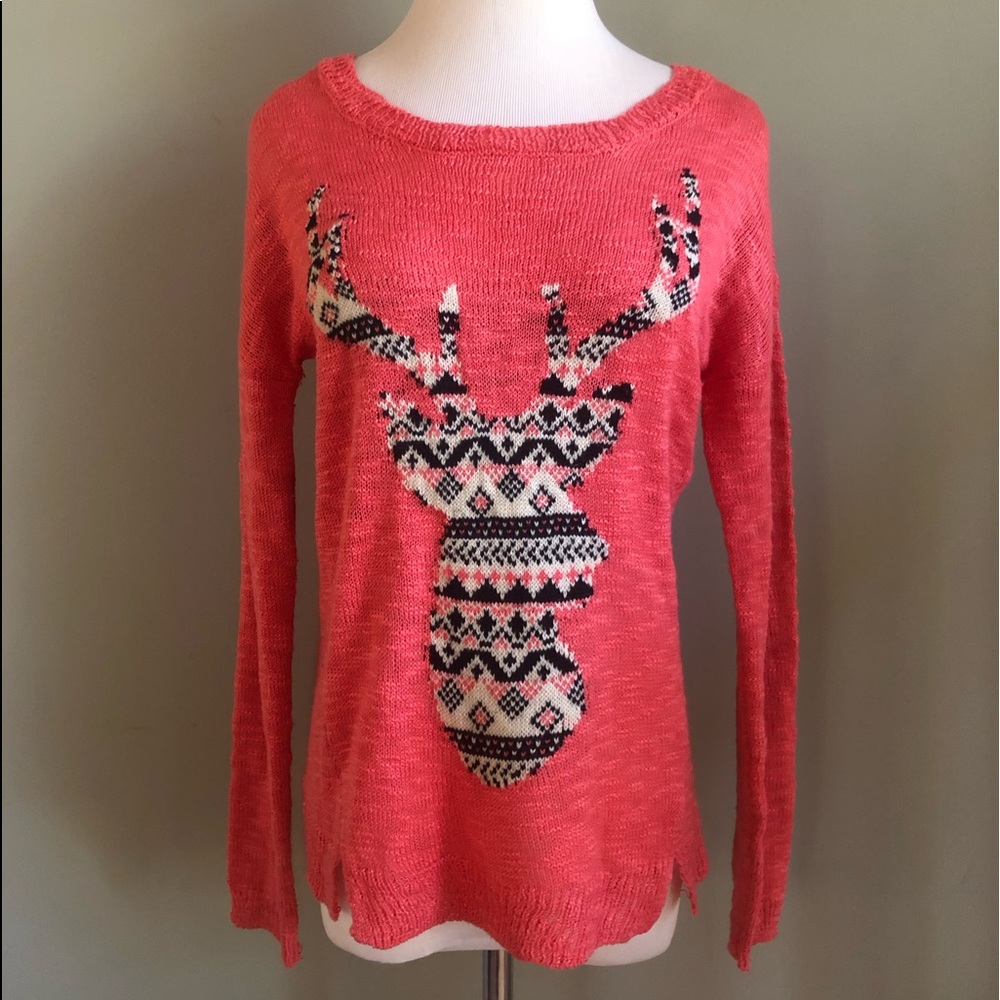 🩵Pink Rose Deer Sweater